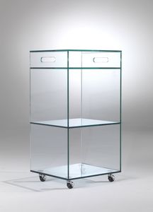 Carrello, Vitrine de cristal avec des roues, pour les boutiques