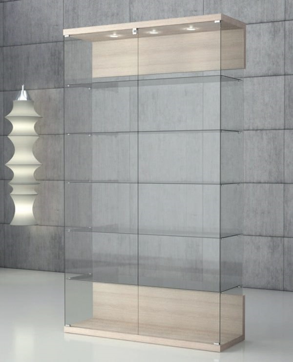 Vitrine murale de conception verticale avec 2 portes en verre et serrure